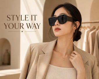 Gafas de sol cuadradas extragrandes / Gafas de sol de moda para mujer con protección UV400 / Gafas de sol modernas y llamativas
