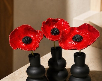 Handmade decorative red poppy | Personalized everlasting flower | Home and wedding decor