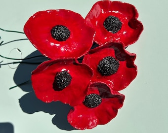 Coquelicots artisanaux faits main aux couleurs intenses
