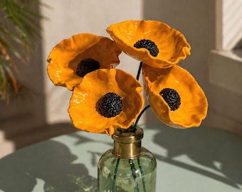 Handcrafted poppies in vibrant colors: YELLOW