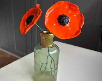 Handcrafted poppies in vibrant colors: ORANGE