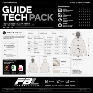 Tech Pack Template Clothing Brand, Fashion Tech Pack, Apparel Specification Sheet, Garment Template AI Excel PDF