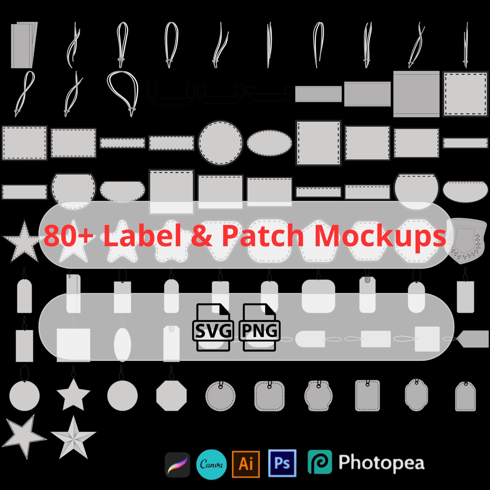 Label Mockup SVG Bundle, Clothing Patch Templates, Hang Tag