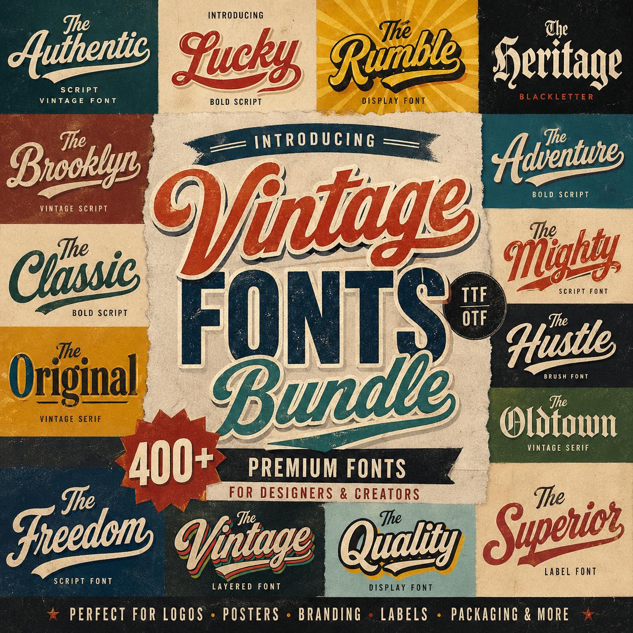 Font Bundle for Clothing Brands — 30000 Script Graffiti Vintage Modern ...