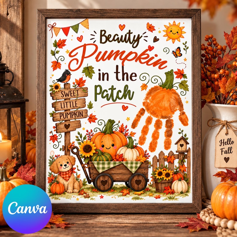 Cutest Pumpkin Handprint Craft, Fall Kids Keepsake Printable ...