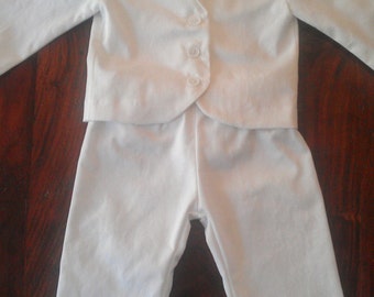 Baby Boy Baptism Outfit, Christening, Blessing, White Outfit, Suit Jacket, Pants, and Bow Tie Onesie