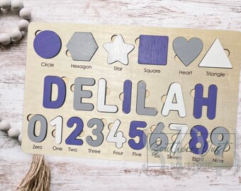 Personalized Wooden Name, Shape and Number Puzzle