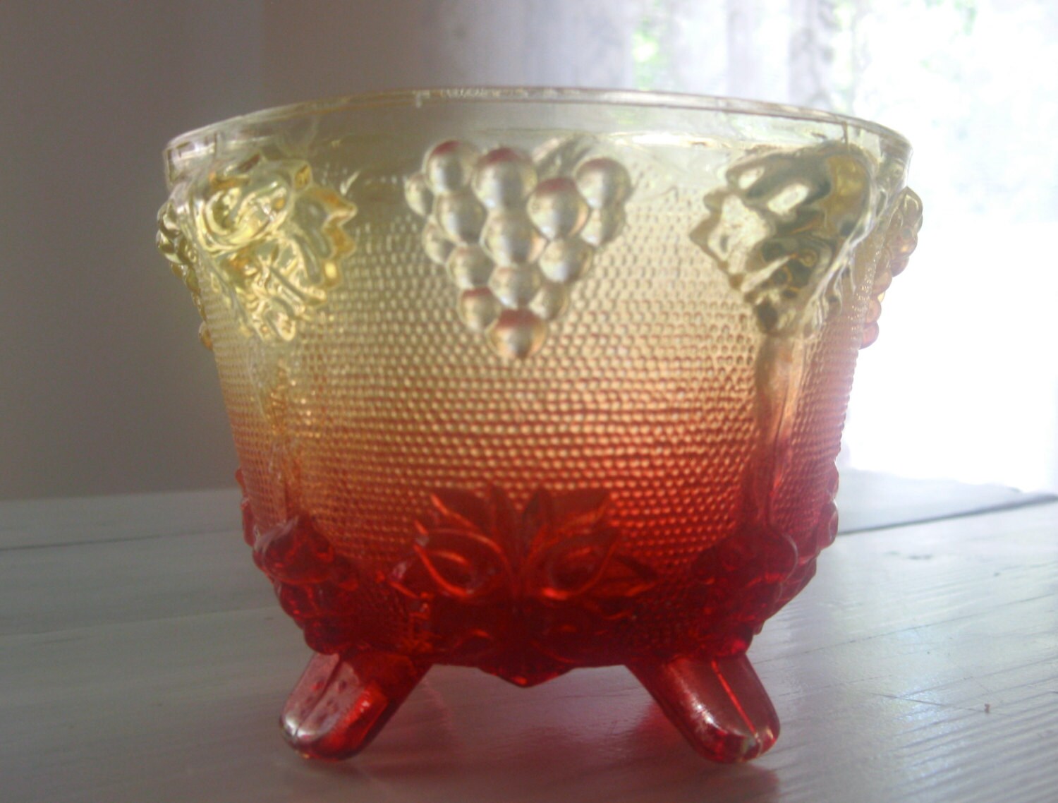 Carnival Glass Candy Dish Gold and Amber Color with Grape Etsy