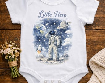 Little Hero Astronaut  Print – Space‑Themed Baby Romper Design