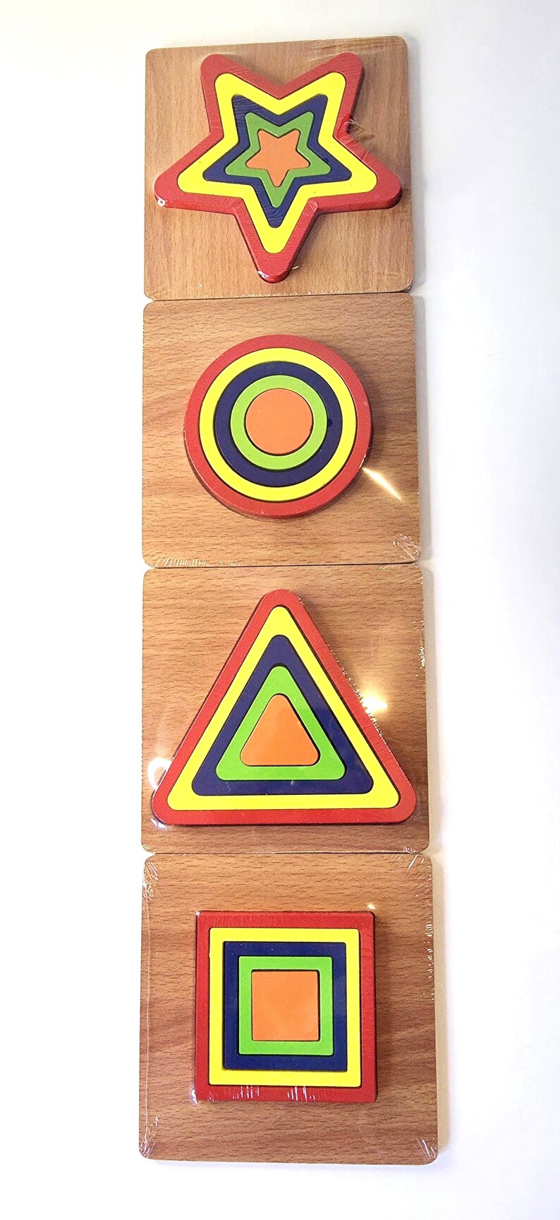 Montessori Shape Matching Puzzle – Wooden Jigsaw Learning Toy for 3 ...