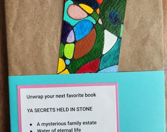 Blind Date Book Kit with an Original Watercolor Bookmark – Theme: YA Secrets Held in Stone