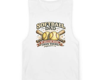Softball Dad tank | Vintage softball graphic, crossed bats & ball, humorous sports tee