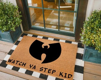 Watch Ya Step Kid Doormat, Funny Hip Hop Welcome Mat, Rap Fan Front Door Mat, Music Lover Home Decor
