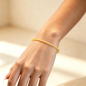 Tiny Yellow Jade Bracelet | Wealth Healing Crystal, Minimalist Stacking Jewelry
