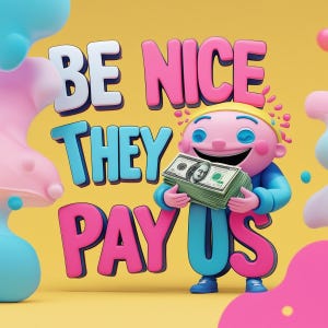 Be Nice They Pay Us SVG, Inspirational T-Shirt Design (Digital Download)