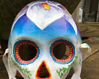 Festive Cala Lily designed Calavera- Dia De Los Muertos mask decoration