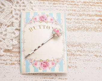 Vintage celluloid bloem haarspeld – pastelkleurig bloemenhaaraccessoire