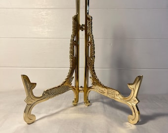 Large 10 inch Metal Easel Brass Finish Plate Stand | Wedding Tables