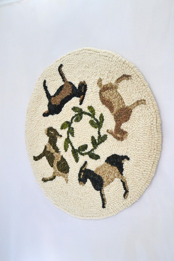 12/" Round Linen Hooked Rug Pattern /"Goat Go Round/" *PATTERN ONLY*