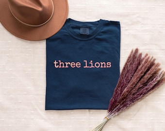 Three Lions England Shirt | Comfort Colors 1717, Vintage Typewriter Style