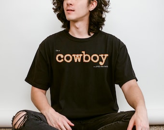 Cowboy Shirt, Vintage Typewriter Print, Comfort Colors Cotton, Western Pride Tee