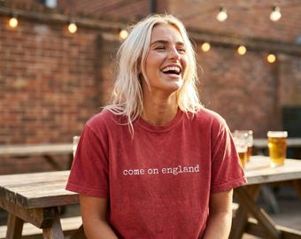 Vintage Come On England Football Shirt, Garment-Dyed Cotton Tee, World Cup 2026