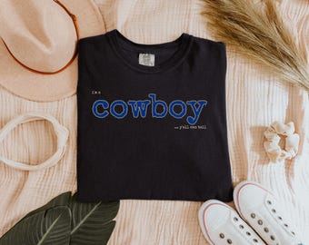 I'm a Cowboy Y'all Can Tell Comfort Colors Tee, Vintage Typewriter Print Shirt
