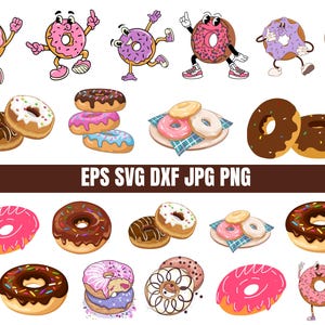 Sweet Kawaii Donuts SVG, Clipart, Donut Clipart, PNG, Cutfiles, Stickers, vector outline digital download