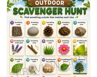 OT Designed - Sensory Outdoor Scavenger Hunt Board - Digital Download