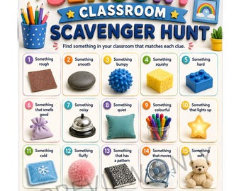 OT Designed - Sensory Classroom Scavenger Hunt Board - Digital Download