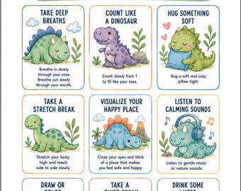 OT Designed - Scheda di scelta "Calmati come un dinosauro" - Regolazione emotiva (stampabile)