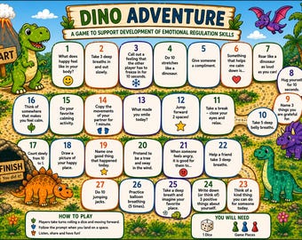 Ergoterapeutdesignat dinosauriespel för barn med känslomässig reglering - Kan stödja barn med ADHD och autism (digital nedladdning)