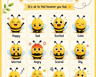 OT Designed - Bee Feelings Check-In - Interoception/Emotional Regulation (Download digitale)