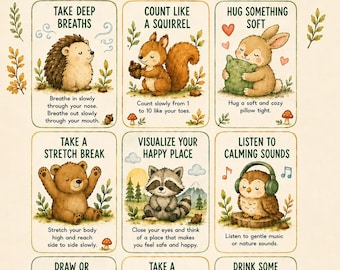 Scheda di esercizi di rilassamento a tema animali del bosco - Regolazione emotiva/interocezione (stampabile) progettata da OT.