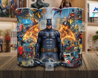 20oz Sublimation PNG, Gotham Superhero Wrap,  20oz Skinny Tumbler Sublimation Design, Movie Characters PNG , Digital Download