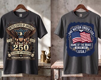 Patriotic T-Shirt PNG Bundle, USA 250th Anniversary Sublimation Design, 4th of July Shirt Graphic, America Eagle Flag Shirt Print, BOGO Deal