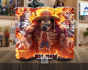 One Piece Anime Tumbler Wrap, Comic Style Creature Design, 2 Digital Designs Skinny and 3D (Digital Download)