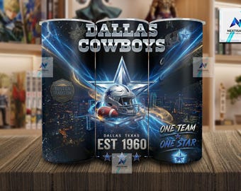 20oz Cowboys Football Tumbler Wrap PNG, Sports Fan Sublimation Design (Digital Download)