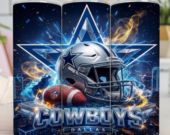 20oz Cowboys Football Tumbler Wrap PNG, Sports Fan Sublimation Design (Digital Download)