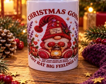 Christmas Gonk Mug, Festive Coffee Cup, Cute Gnome Christmas Gift, Secret Santa present