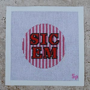 Sic ‘Em Gameday Button, Bulldogs Hand-Painted Needlepoint Canvas