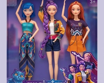 Anime Style KPop Collectible Dolls Mira Zoey Rumi KPop Demon Hunter Doll Set of 3 Demon Slayer Idol Fashion Doll Perfect Gift for KPop Fans