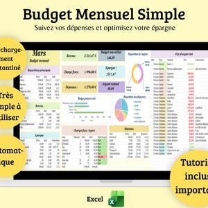 Excel månadsbudgetark | Utgifts- och inkomstspårning | Handledning ingår | Färdig digital fil
