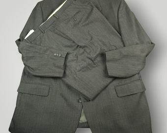 Vtg Half Canvas Sack Suit Mens 52R/46S Classic Fit Herringbone Shadow Stripe