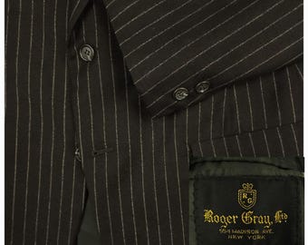 Vtg 50s Trad Ivy Prep Wool Flannel Rope Stripe Sport Coat 38R