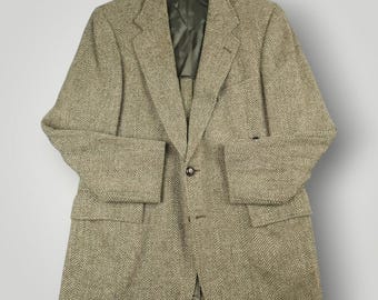 Vtg 60s Ivy Style Casual Summer Tweed Jacket Mens 40R Speckled Wool Herringbone
