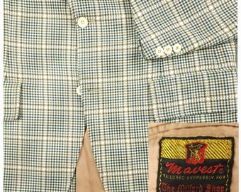 Vtg 60s Ivy Prep Mad Men Prince of Wales Check Sport Coat 44L