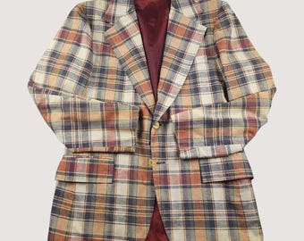 Vintage 1990s Giorgio Armani 3 Button Blazer, Beige Linen/silk