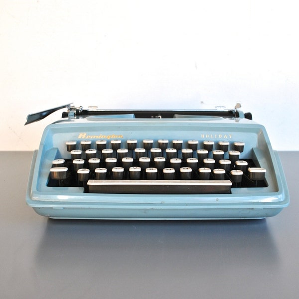 Vintage Typewriter - Blue  Remington Holiday  - Manual Portable Typewriter