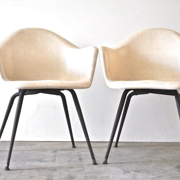 Mid Century Fiberglass Arm Chairs - Herman Miller Charles Eames Style Chairs